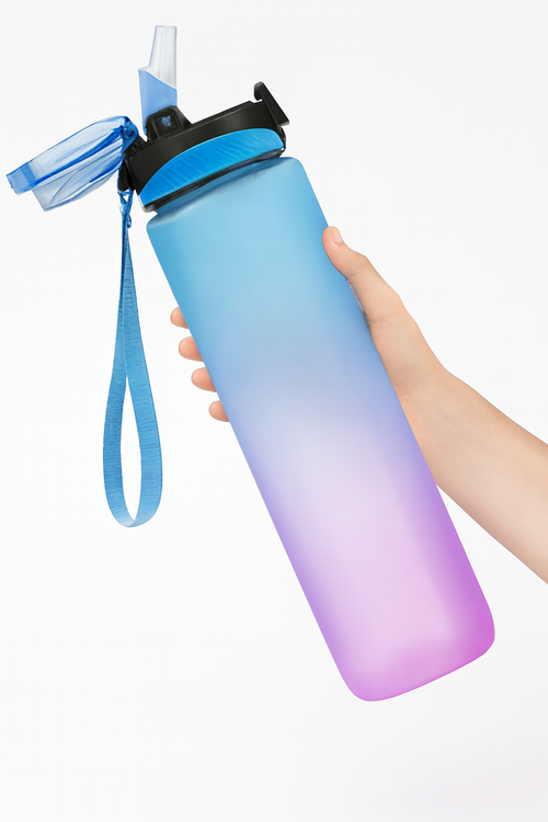 Gradient Straw Water Bottle – Blue Purple